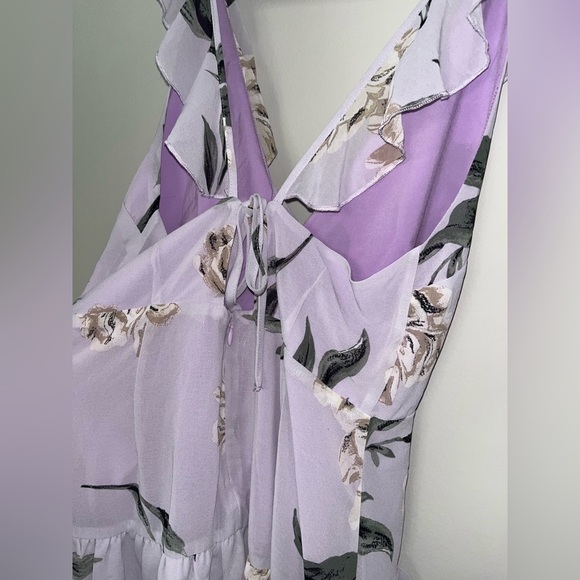 Tobi Lavendar Floral Ruffle Mini Dress Size Medium - Picture 6 of 9